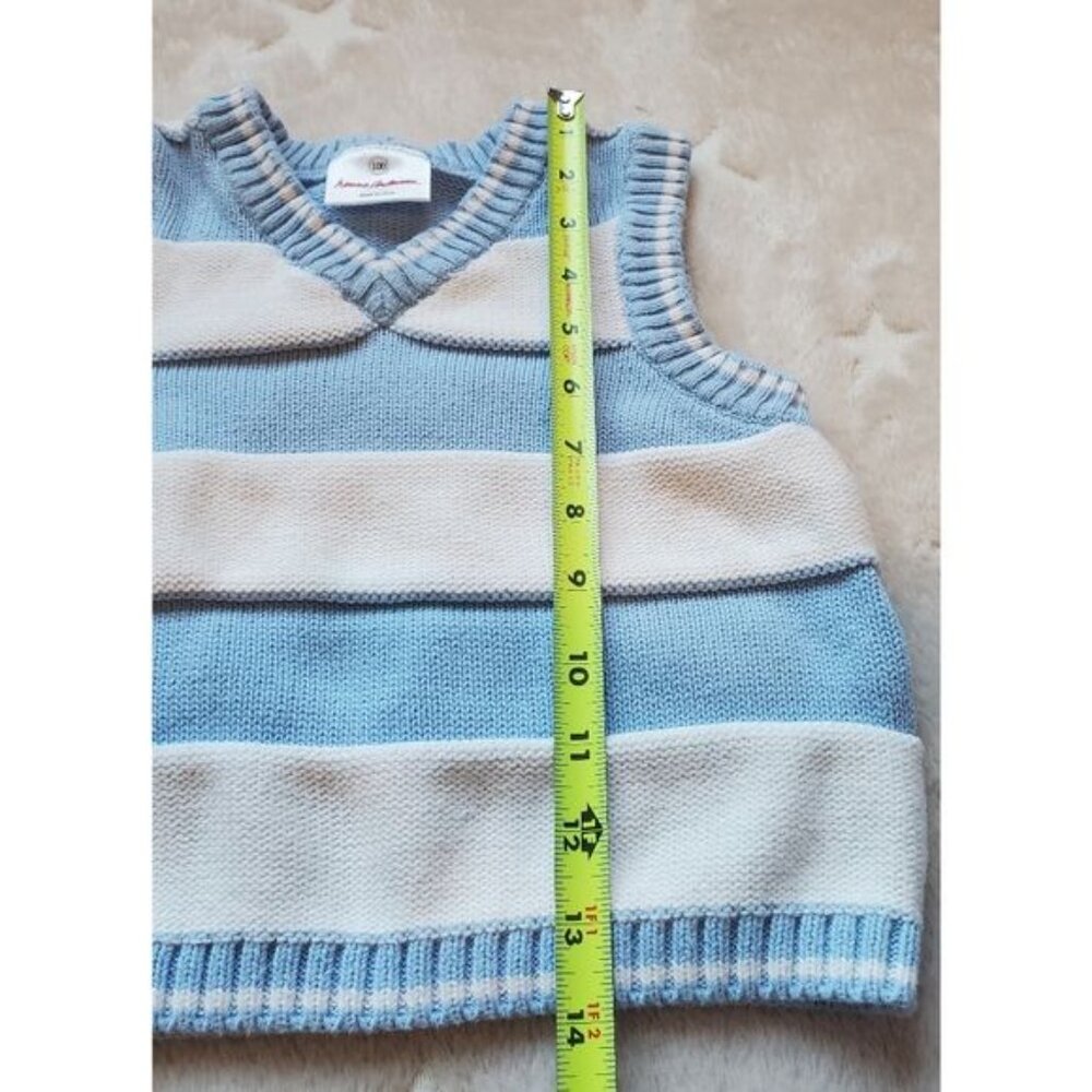 Hanna Andersson Boy Sz 3-4 knit cotton Sweater Vest Light Blue and White Easter - Picture 6 of 7